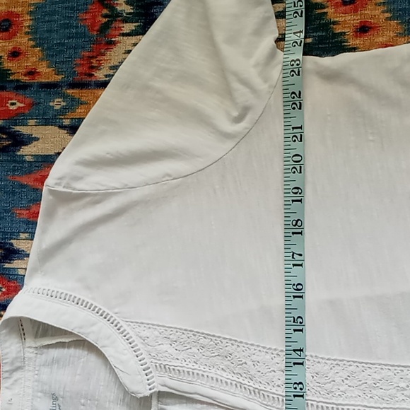 Soft Surroundings White Tunic With Lace Panel 3/4 Roll Tab Sleeve Size Petite XL - Picture 8 of 15